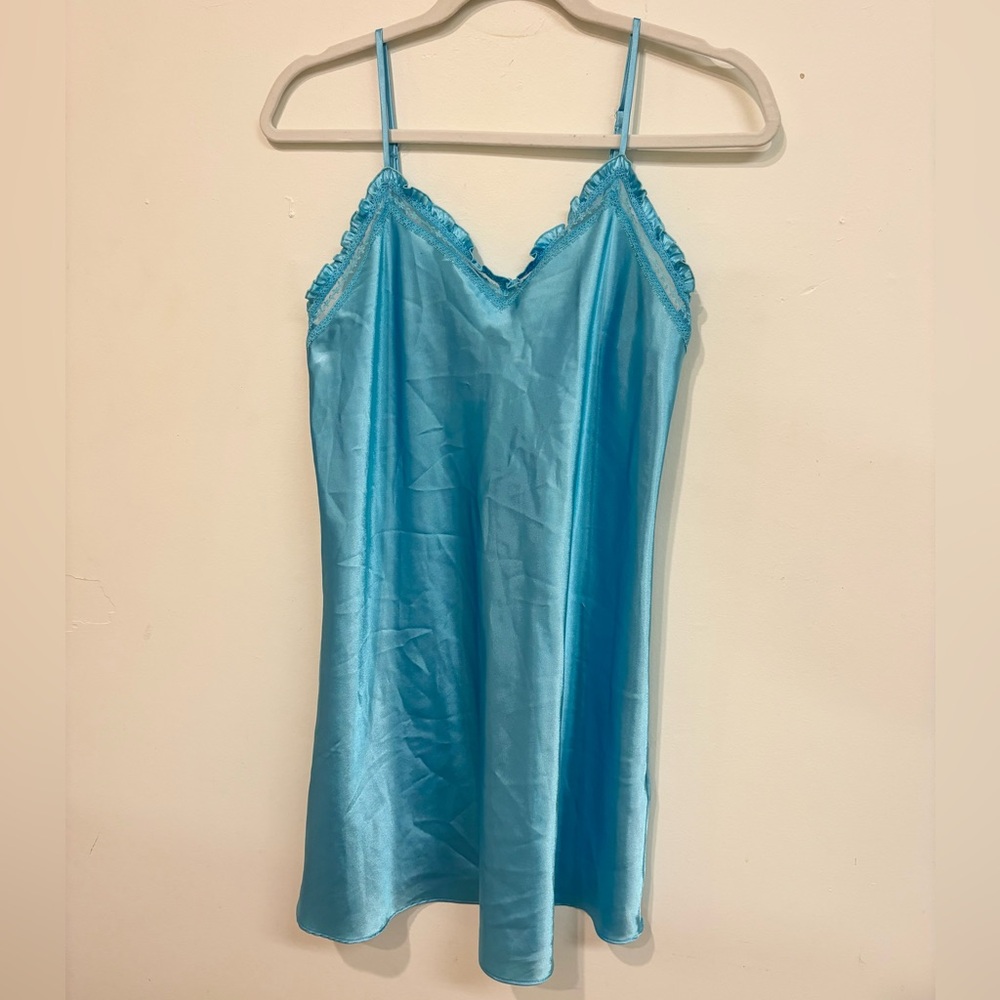 Elegant Blue Mini satin slip Dress